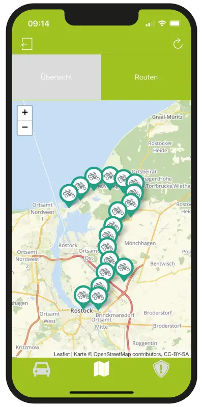 Routen - Motorrad-Ortung - Autoskope App - Motoskope